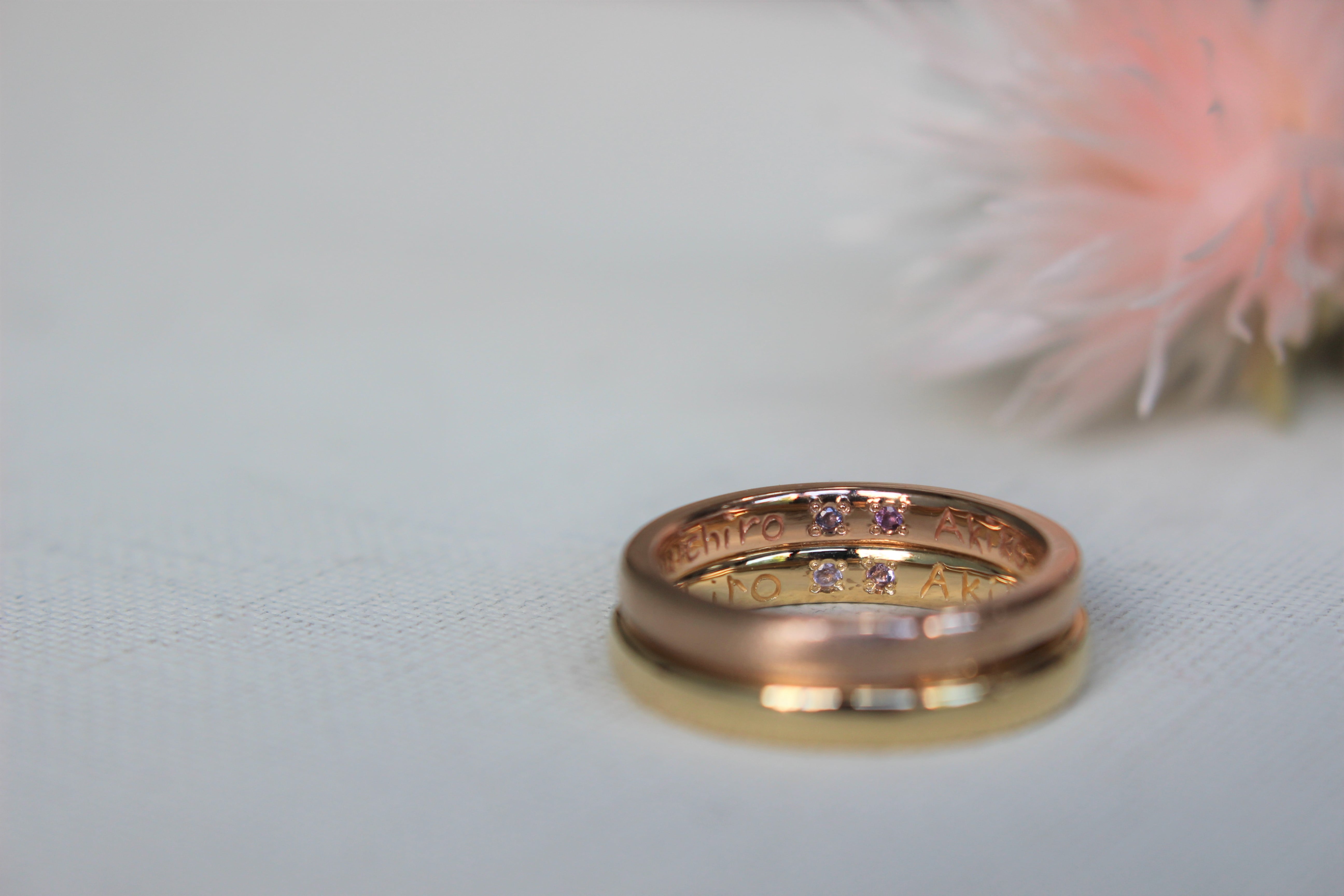 手作り結婚指輪デザインワックスコース２０１９8月長崎誕生石M-studio-min