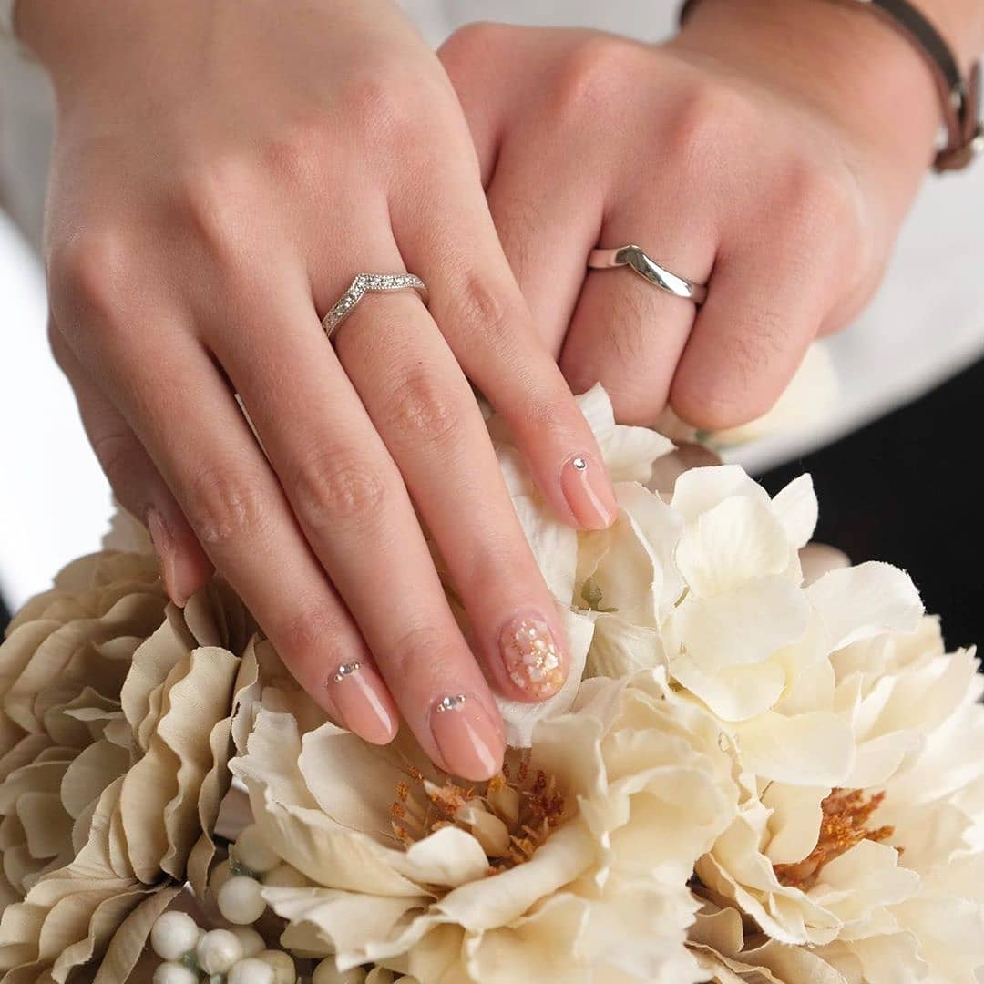 手作り結婚指輪Ｖライン・ミルグレイン・ハーフエタニティ・ダイヤモンドプラチナリング・ペアリング・手作り指輪のお店M-studio・マリッジリング (1)